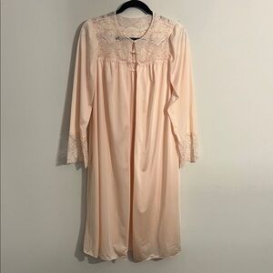 Shadowline Peignoir Robe and Full Sweep Nightgown Set Small Pink Vintage USA 🗝️